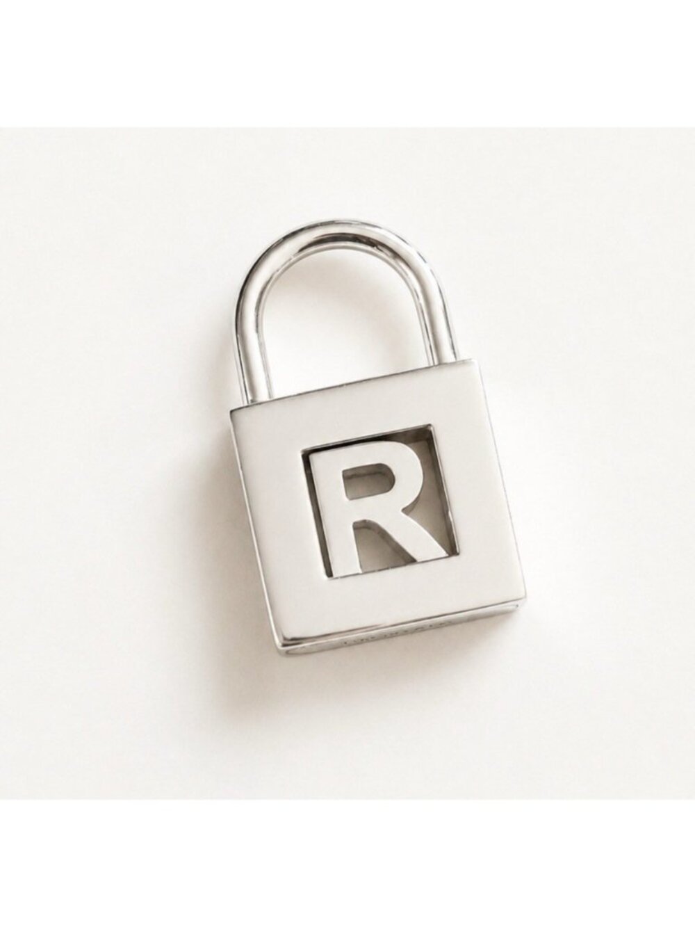 Tiffany & Co Sterling Silver Letter R Alphabet Initial Padlock Charm Pendant